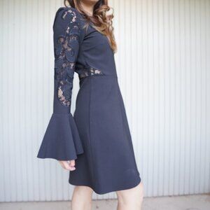 NWT Chic Black Lace Dress with Bell Sleeves